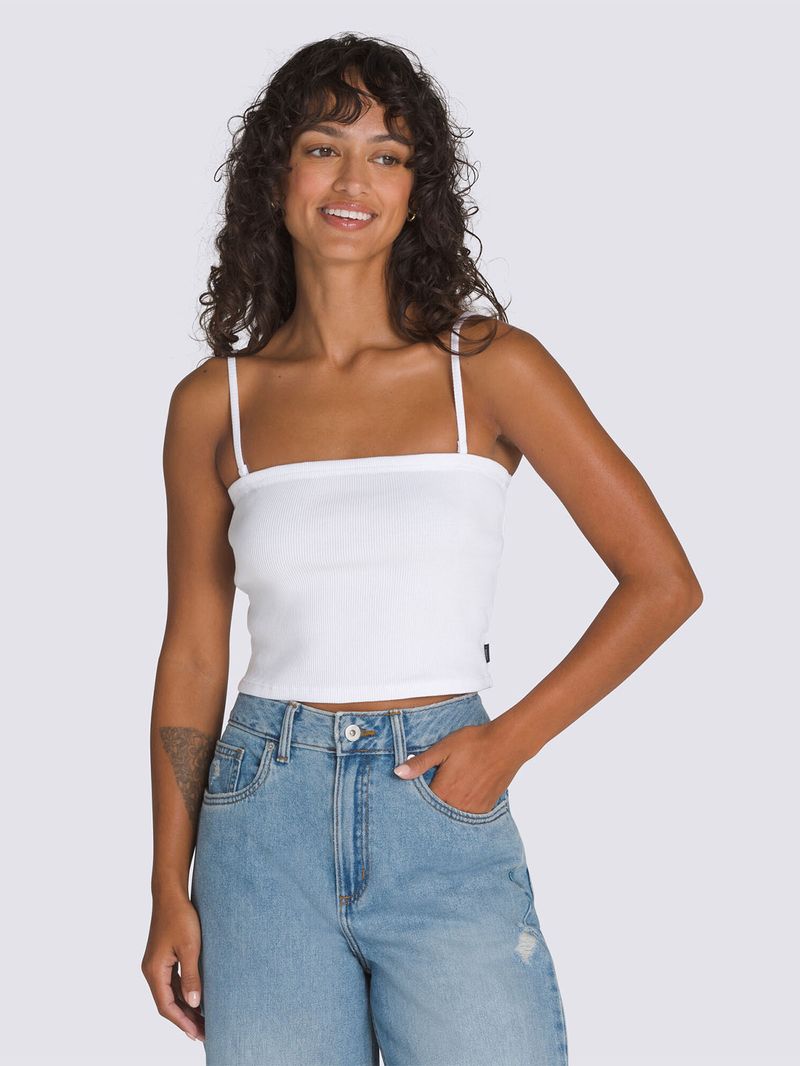 Polera M/C Mujer Drew Rib Blanco Vans