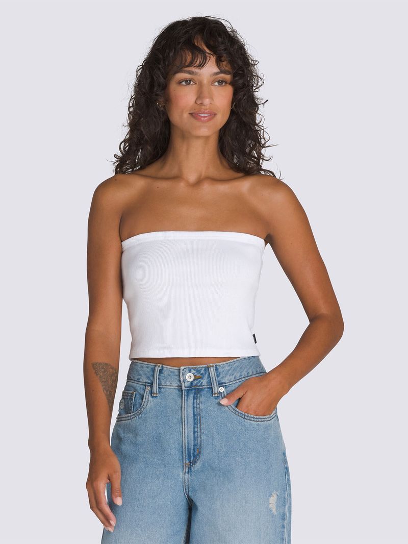 Polera M/C Mujer Drew Rib Blanco Vans