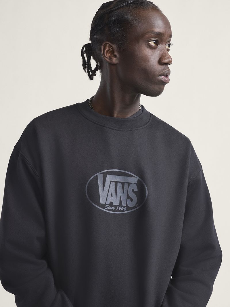 Poleron Hombre Classic Oval Crew Negro Vans