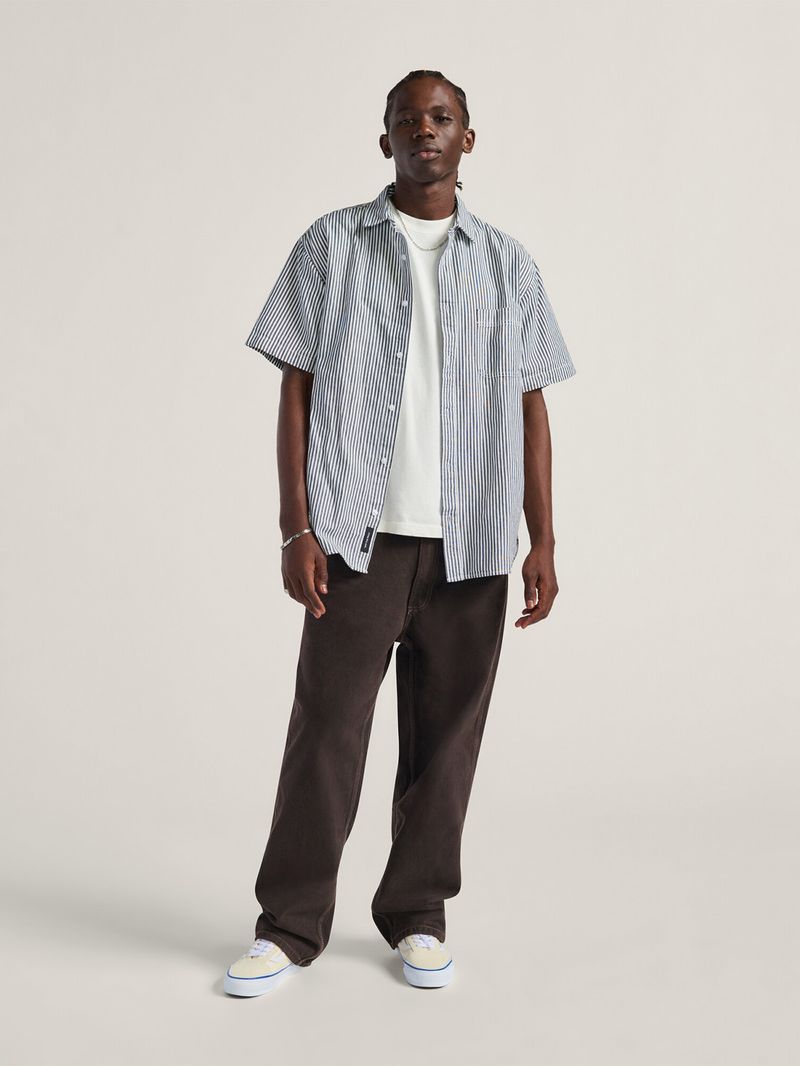 Camisa M/C Hombre Lawson Stripe Wove Gris Vans