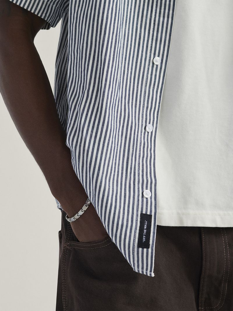 Camisa M/C Hombre Lawson Stripe Wove Gris Vans