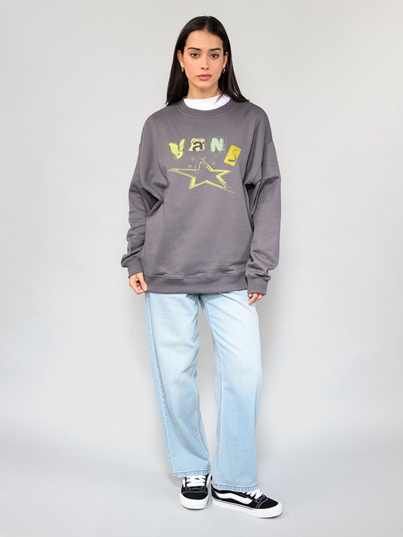 Polerón Mujer Perforate Os Crew Gris Vans