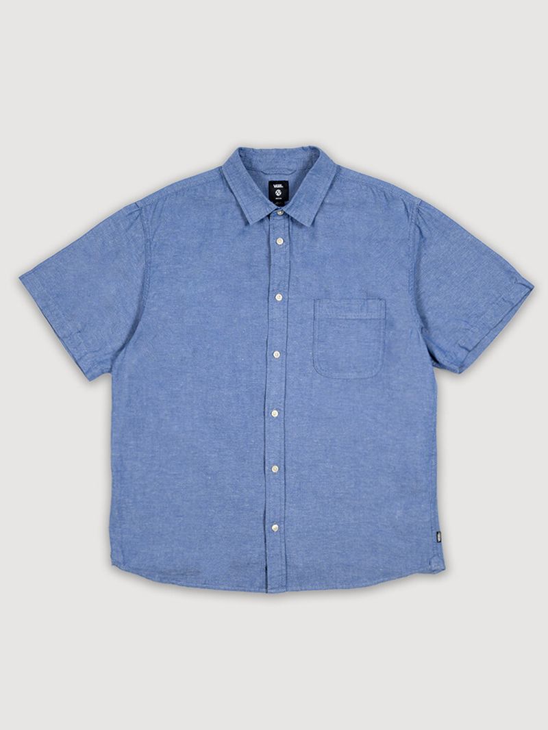 Camisa M/C Hombre Lawson Solid Wove Azul Vans