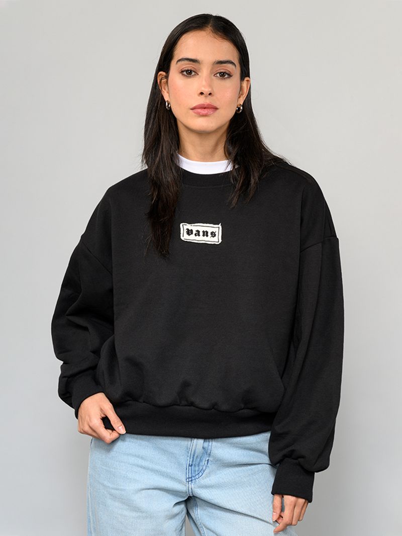 Poleron Mujer Upworn Retro Crew Negro Vans