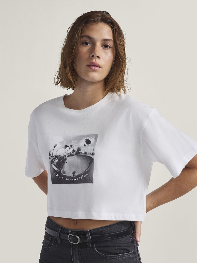 Polera M/C Mujer Rhythm Relaxed Crop Blanco Vans