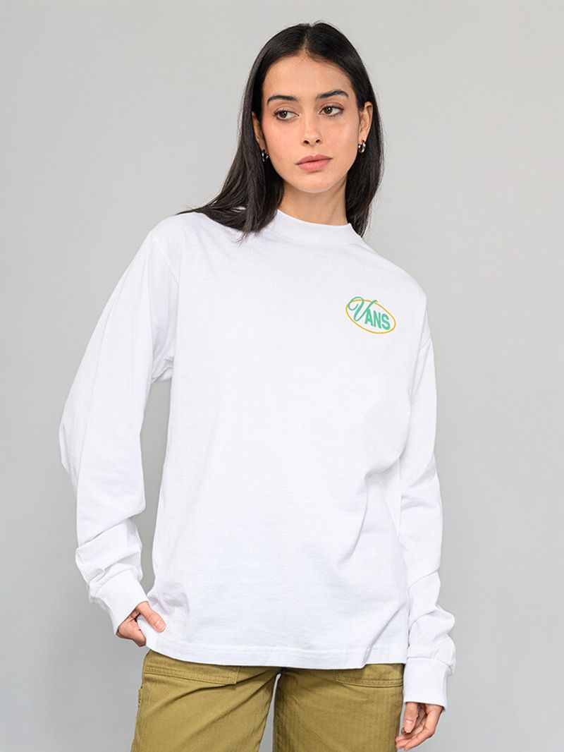 Polera M/L Hombre Music Supply Blanco Vans