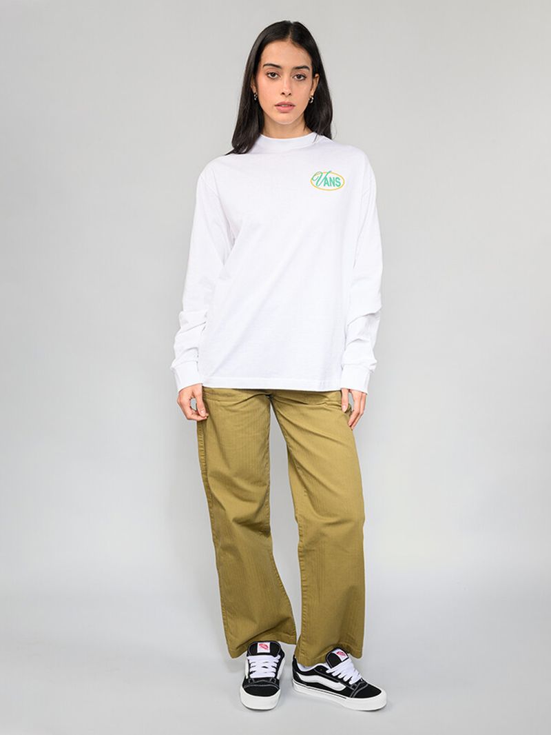 Polera M/L Hombre Music Supply Blanco Vans