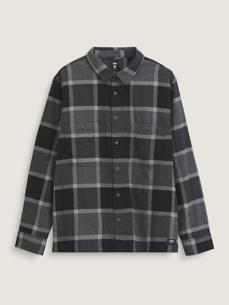 Camisa M/L Hombre Larkspur Plaid Flann Gris Vans