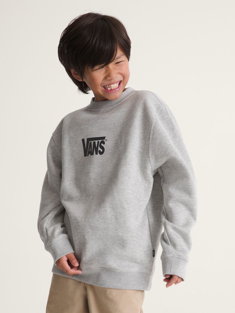 Poleron Nino Stretch Logo Crew Gris Vans