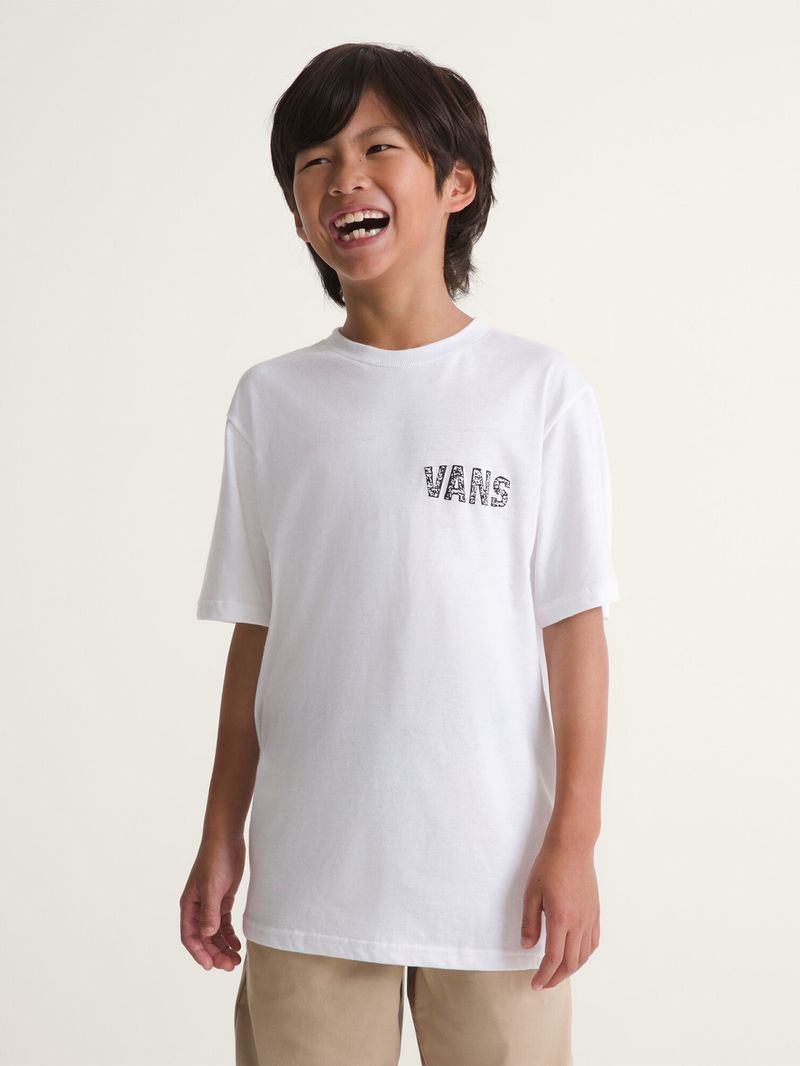 Polera M/C Nino Racing Flames Blanco Vans