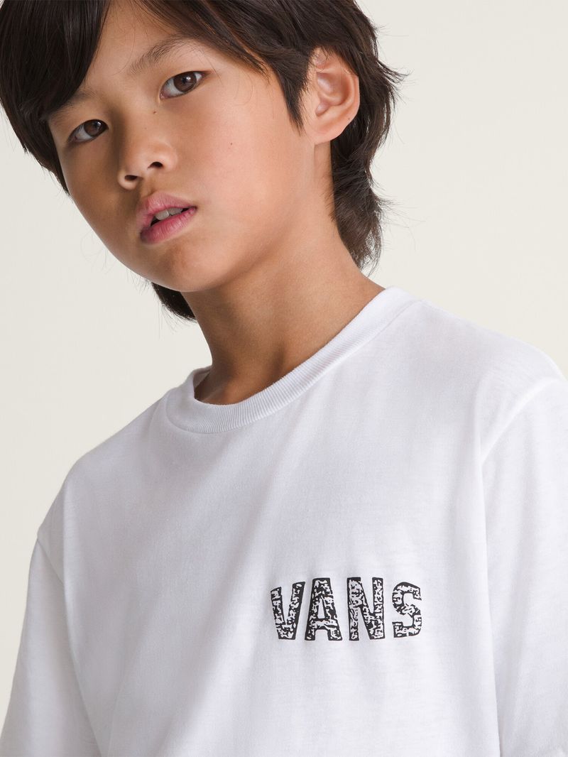 Polera M/C Nino Racing Flames Blanco Vans