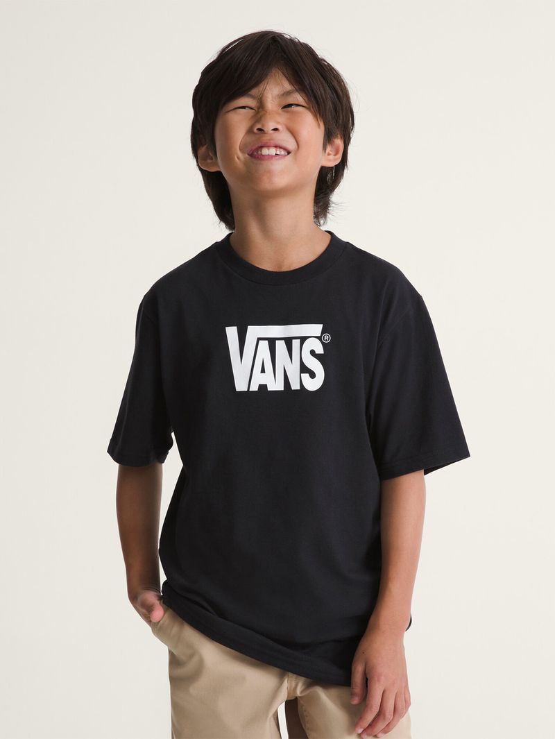 Polera M/C Nino Stretch Logo Negro Vans
