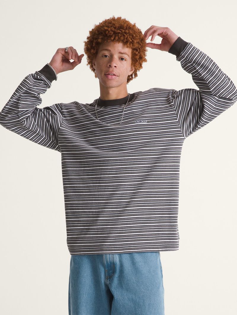 Sweater Hombre Wesley Stripe Ls Kni Negro Vans