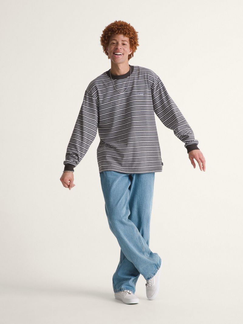 Sweater Hombre Wesley Stripe Ls Kni Negro Vans