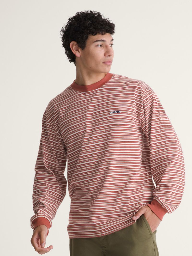 Sweater Hombre Wesley Stripe Ls Kni Naranjo Vans