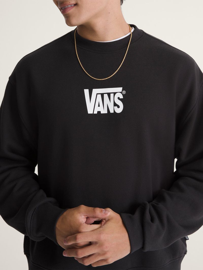 Poleron Hombre Stretch Logo Crew Negro Vans