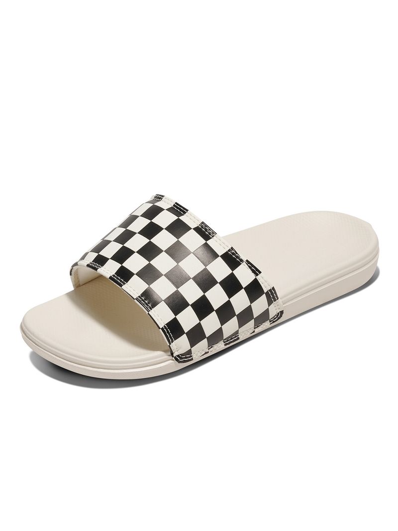 Sandalias Mujer La Costa Slide On Blanco Checkerboard Vans