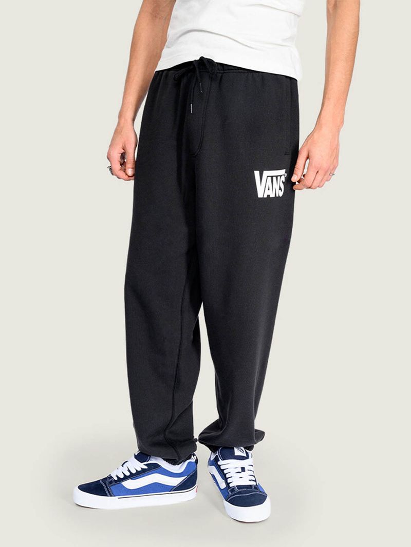 Pantalon Buzo Hombre Stretch Logo Fleece Negro Vans