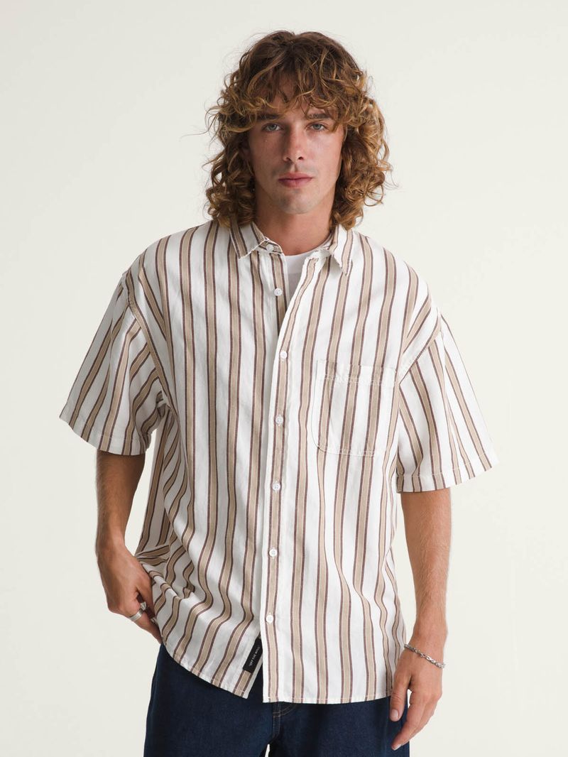Camisa M/C Hombre Lawson Stripe Shi Blanco Vans