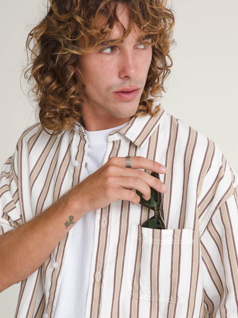 Camisa M/C Hombre Lawson Stripe Shi Blanco Vans