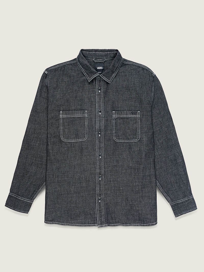 Camisa M/L Hombre Chambray Ls Woven Negro Vans