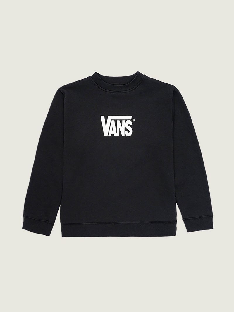 Poleron Nino Stretch Logo Crew Negro Vans