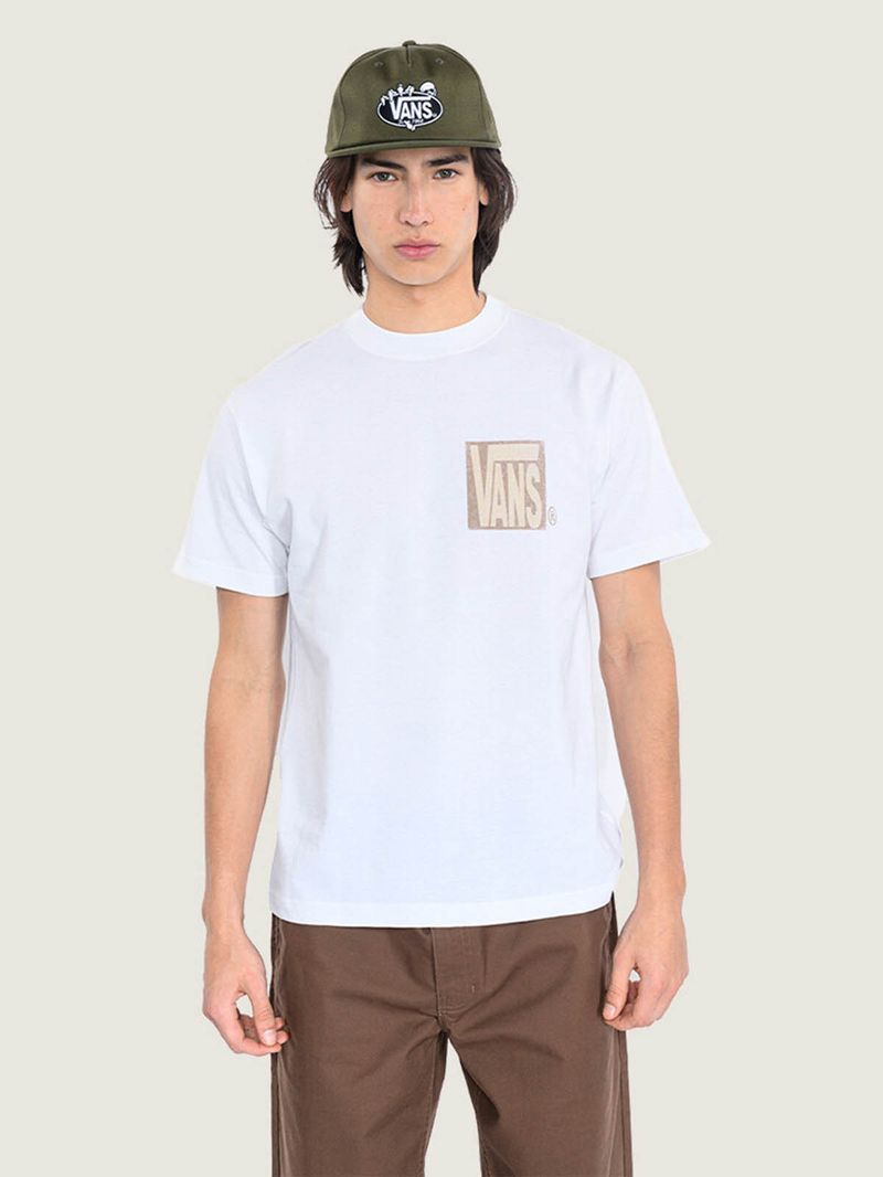 Polera M/C Hombre Stretch Stack Crackl Blanco Vans