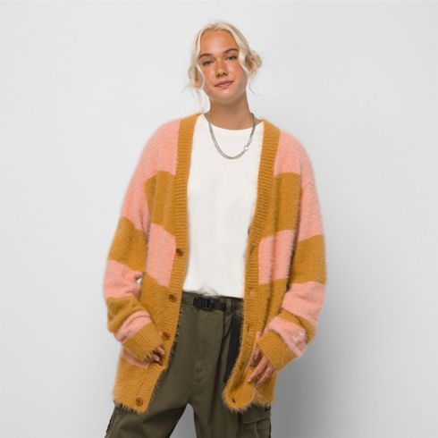 Sweater JFG Fuzzy Cardigan Coral Almond