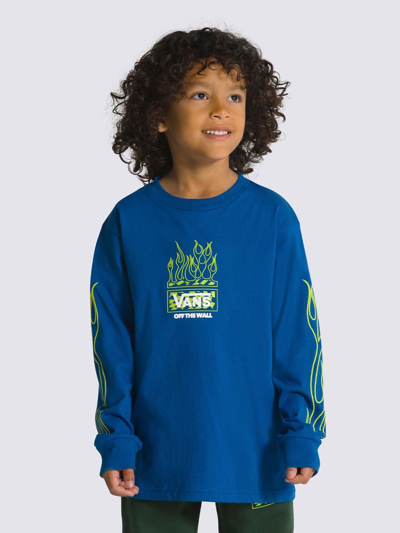 Polera-Manga-Larga-Niño-Neon-Flames-Azul-Vans