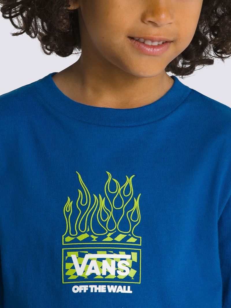 Polera-Manga-Larga-Niño-Neon-Flames-Azul-Vans
