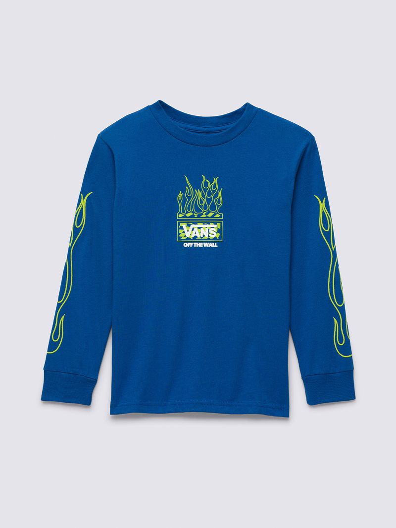 Polera-Manga-Larga-Niño-Neon-Flames-Azul-Vans