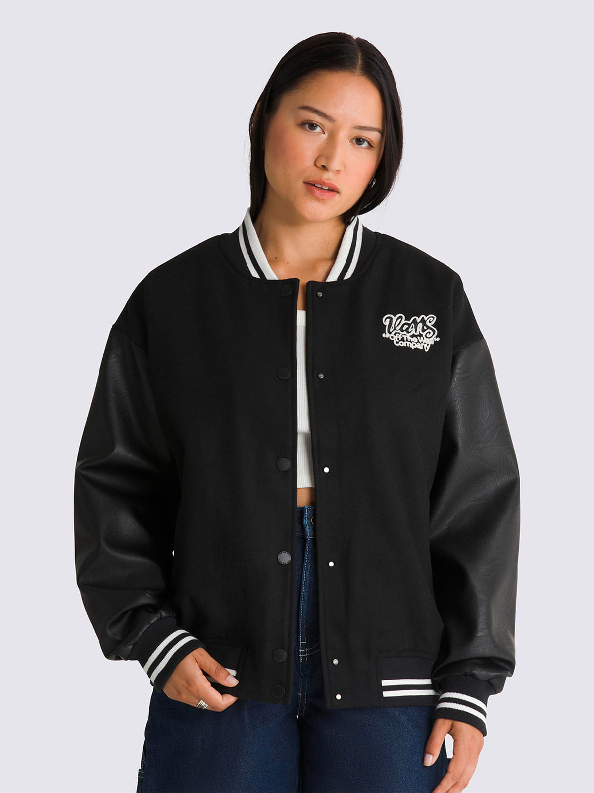 Vans Chaqueta Mujer Varsity Club Bomber Negro Vans Ofertitas