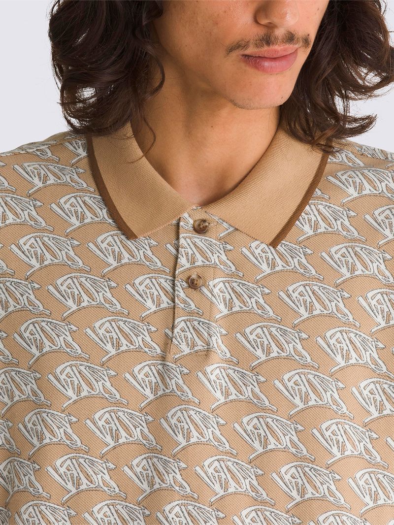Polera-Manga-Corta-Hombre-Lewis-Mills-Polo-Beige-Vans