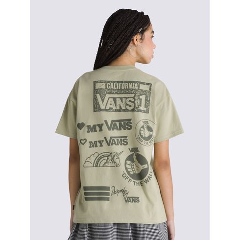 Polera Manga Corta Mujer Mixed Messages Overs Verde Oscuro Vans