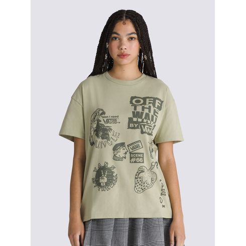 Polera Manga Corta Mujer Mixed Messages Overs Verde Oscuro Vans