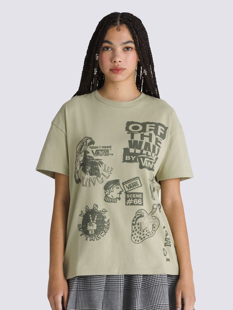 Polera-Manga-Corta-Mujer-Mixed-Messages-Overs-Verde-Oscuro-Vans