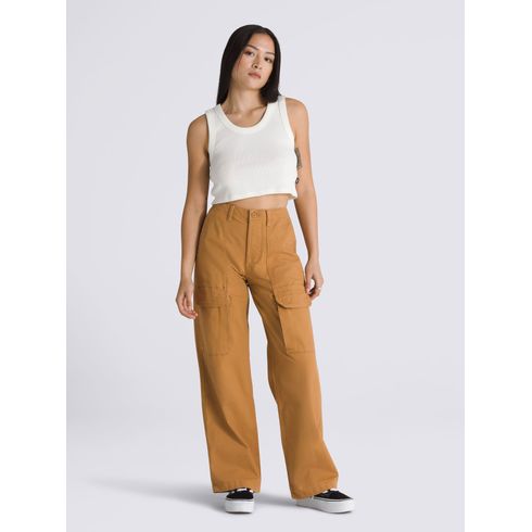Pantalon Mujer Arroyo Wide Leg Carg Café Claro Vans