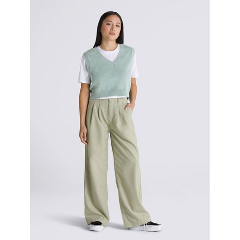 Pantalon Mujer Alder Relaxed Pleate Verde Oscuro Vans