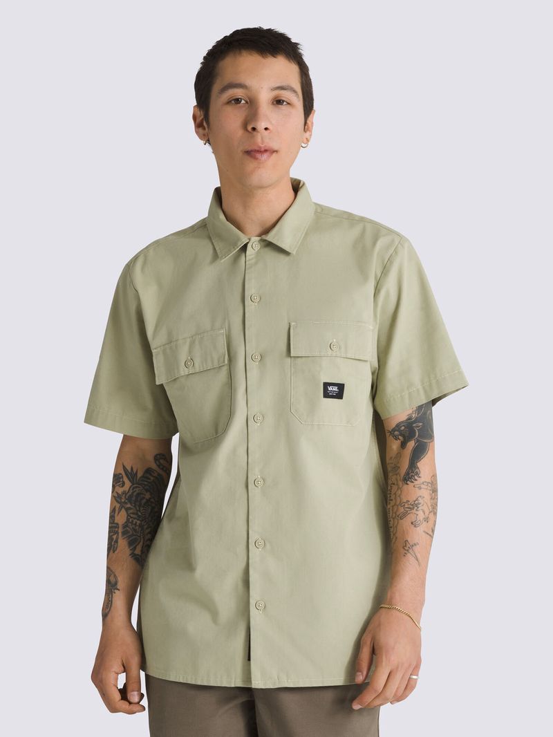 Camisa-Manga-Corta-Hombre-Smith-Ii-Ss-Woven-Verde-Oscuro-Vans