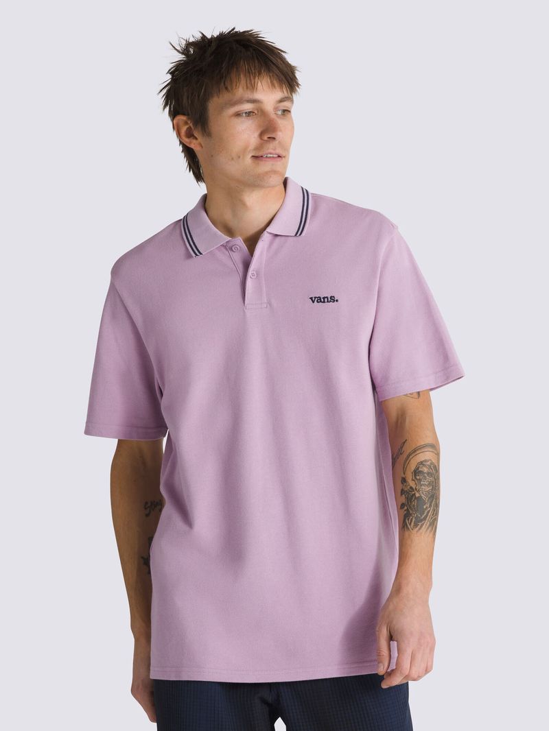 Polera-Manga-Corta-Hombre-Halecrest-Polo-Shirt-Morado-Vans