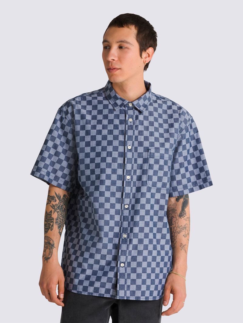 Camisa-Manga-Corta-Hombre-Wade-Checkerboard-Ss-Azul-Vans