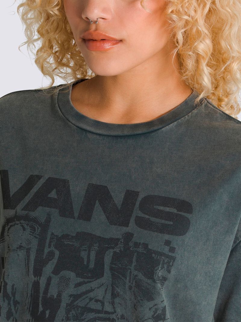 Polera-Manga-Corta-Mujer-Out-There-Oversized-Verde-Oscuro-Vans