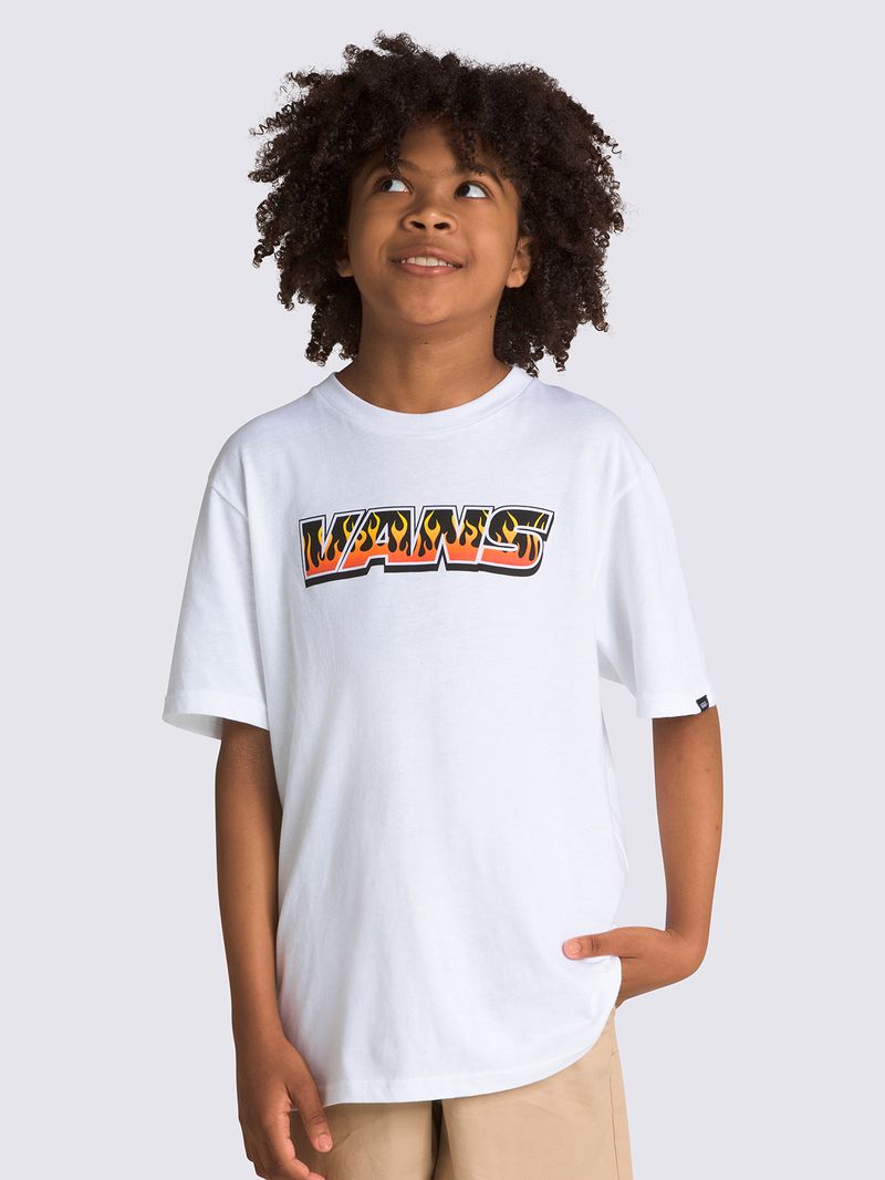 Polera-Manga-Corta-Niño-Up-In-Flames-Blanco-Vans