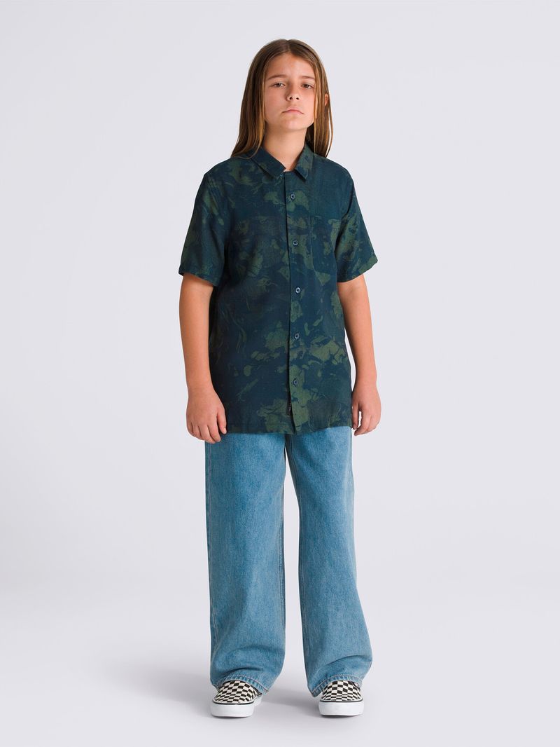 Camisa Manga Corta Nino Vans Loose Camp Coll Azul Oscuro Vans