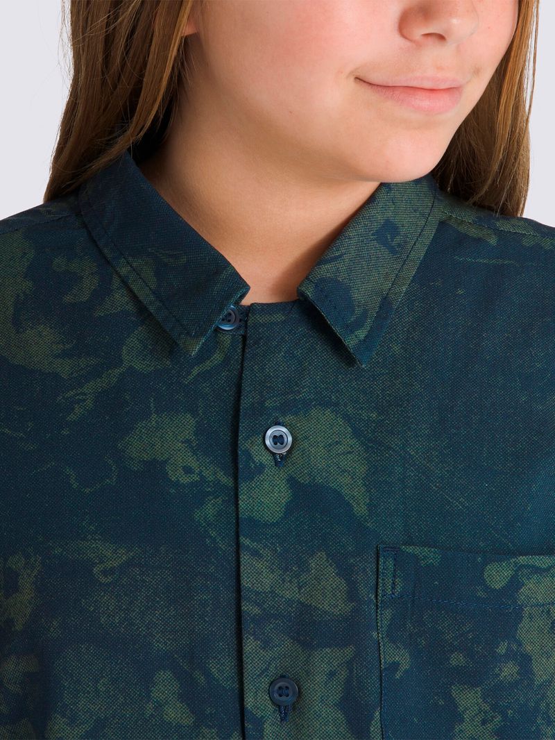 Camisa Manga Corta Nino Vans Loose Camp Coll Azul Oscuro Vans