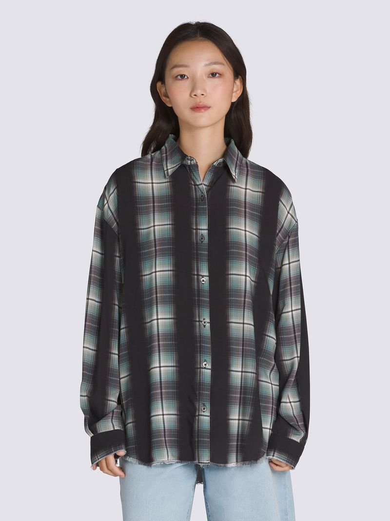 CAMISA M/L MUJER GILLIAN PLAID BUTTON NEGRO VANS