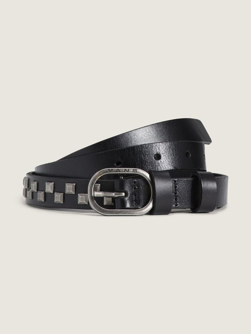CINTURON-UNISEX-CHECK-LEATHER-BELT-NEGRO-VANS