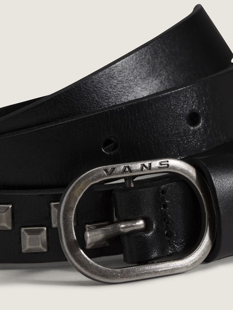 CINTURON-UNISEX-CHECK-LEATHER-BELT-NEGRO-VANS
