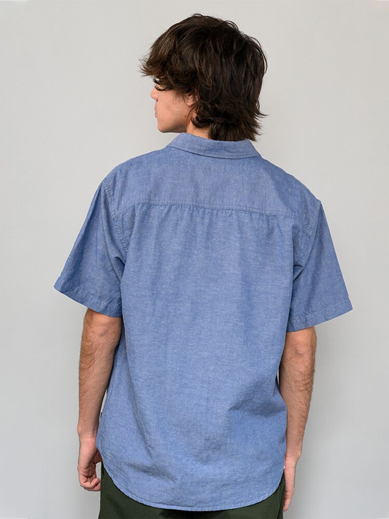 Camisa M/C Hombre Lawson Solid Wove Azul Vans