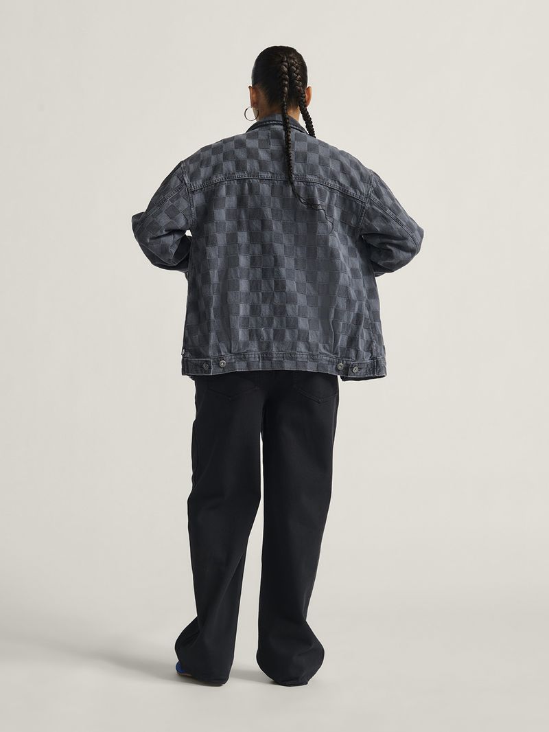 Chaqueta-Mujer-Pitstop-Denim-Checke-Negro-Vans